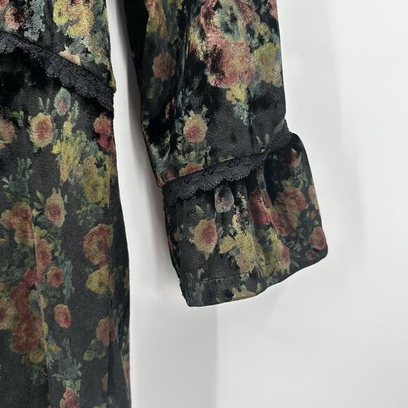 POL Babydoll Top Womens Medium Green Velvet Grunge Goth Victorian Fairy Tunic - Picture 5 of 14